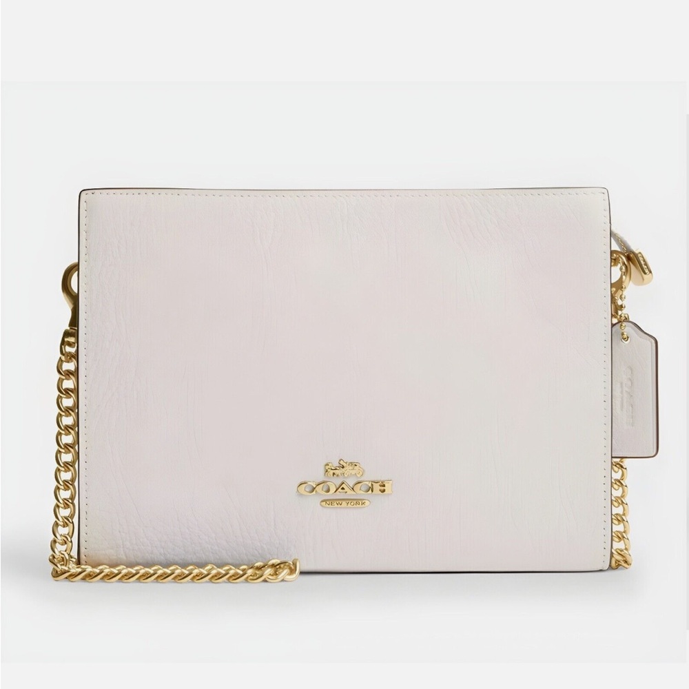 Coach White Leather Chain Bag